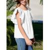 imageGirls Summer Ruffle Short Sleeve Shirts Tops Casual Pleated Square Neck Blouse 615 YearsWhite