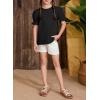 imageGirls Summer Shirts Cute Hollow Out Puff Short Sleeve Tops Casual Crewneck Tee Blouse 615 YearsBlack