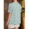 imageGirls Summer Shirts Cute Hollow Out Puff Short Sleeve Tops Casual Crewneck Tee Blouse 615 YearsGreen