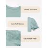 imageGirls Summer Shirts Cute Hollow Out Puff Short Sleeve Tops Casual Crewneck Tee Blouse 615 YearsGreen