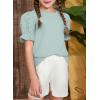 imageGirls Summer Shirts Cute Hollow Out Puff Short Sleeve Tops Casual Crewneck Tee Blouse 615 YearsGreen