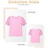 imageGirls Summer Shirts Cute Hollow Out Puff Short Sleeve Tops Casual Crewneck Tee Blouse 615 YearsPink