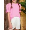 imageGirls Summer Shirts Cute Hollow Out Puff Short Sleeve Tops Casual Crewneck Tee Blouse 615 YearsPink