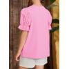imageGirls Summer Shirts Cute Hollow Out Puff Short Sleeve Tops Casual Crewneck Tee Blouse 615 YearsPink