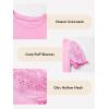 imageGirls Summer Shirts Cute Hollow Out Puff Short Sleeve Tops Casual Crewneck Tee Blouse 615 YearsPink