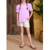 imageGirls Summer Shirts Cute Hollow Out Puff Short Sleeve Tops Casual Crewneck Tee Blouse 615 YearsPurple