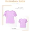 imageGirls Summer Shirts Cute Hollow Out Puff Short Sleeve Tops Casual Crewneck Tee Blouse 615 YearsPurple