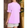 imageGirls Summer Shirts Cute Hollow Out Puff Short Sleeve Tops Casual Crewneck Tee Blouse 615 YearsPurple