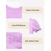 imageGirls Summer Shirts Cute Hollow Out Puff Short Sleeve Tops Casual Crewneck Tee Blouse 615 YearsPurple