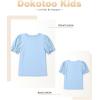 imageGirls Summer Shirts Cute Hollow Out Puff Short Sleeve Tops Casual Crewneck Tee Blouse 615 YearsSky Blue