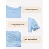 imageGirls Summer Shirts Cute Hollow Out Puff Short Sleeve Tops Casual Crewneck Tee Blouse 615 YearsSky Blue