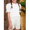 imageGirls Summer Shirts Cute Hollow Out Puff Short Sleeve Tops Casual Crewneck Tee Blouse 615 YearsWhite