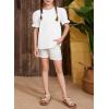 imageGirls Summer Shirts Cute Hollow Out Puff Short Sleeve Tops Casual Crewneck Tee Blouse 615 YearsWhite