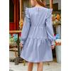 imageGirls Vintage Puff Long Sleeve Ruffle Dresses with Two Side Pockets for 613 Years FallSpringSummerBlue