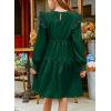 imageGirls Vintage Puff Long Sleeve Ruffle Dresses with Two Side Pockets for 613 Years FallSpringSummerGreen