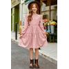 imageGirls Vintage Puff Long Sleeve Ruffle Dresses with Two Side Pockets for 613 Years FallSpringSummerPink