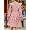 imageGirls Vintage Puff Long Sleeve Ruffle Dresses with Two Side Pockets for 613 Years FallSpringSummerPink