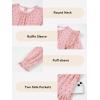 imageGirls Vintage Puff Long Sleeve Ruffle Dresses with Two Side Pockets for 613 Years FallSpringSummerPink