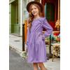 imageGirls Vintage Puff Long Sleeve Ruffle Dresses with Two Side Pockets for 613 Years FallSpringSummerPurple