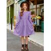 imageGirls Vintage Puff Long Sleeve Ruffle Dresses with Two Side Pockets for 613 Years FallSpringSummerPurple