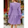imageGirls Vintage Puff Long Sleeve Ruffle Dresses with Two Side Pockets for 613 Years FallSpringSummerPurple
