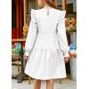 imageGirls Vintage Puff Long Sleeve Ruffle Dresses with Two Side Pockets for 613 Years FallSpringSummerWhite