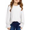 imageCute Shirts for Girls Ruffle Long Sleeve Crewneck Ribbed Knit Blouses Tops 615 YearsWhite
