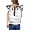 imageGirls Ruffle Short Sleeve Striped T Shirts Summer Cute V Neck Tie Back Tee Tops 615 YearsWhite Stripe