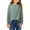 imageGirls Shirts Long Sleeve Lightweight Tops 2025 Fall Fashion Blouses Knit Crewneck Basic Tee 613 YearsGreen