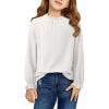 imageGirls Shirts Long Sleeve Lightweight Tops 2025 Fall Fashion Blouses Knit Crewneck Basic Tee 613 YearsWhite