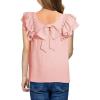 imageGirls Shirts Summer Cute Double Ruffle Short Sleeve Tie Back Bow Tee Tops 615 YearsPink