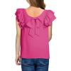 imageGirls Shirts Summer Cute Double Ruffle Short Sleeve Tie Back Bow Tee Tops 615 YearsRose Red