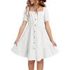 imageGirls Summer Dress Casual Puff Sleeve Aline Button Down Eyelet Midi Dress 615 YearsWhite