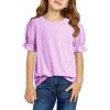 imageGirls Summer Shirts Cute Hollow Out Puff Short Sleeve Tops Casual Crewneck Tee Blouse 615 YearsPurple