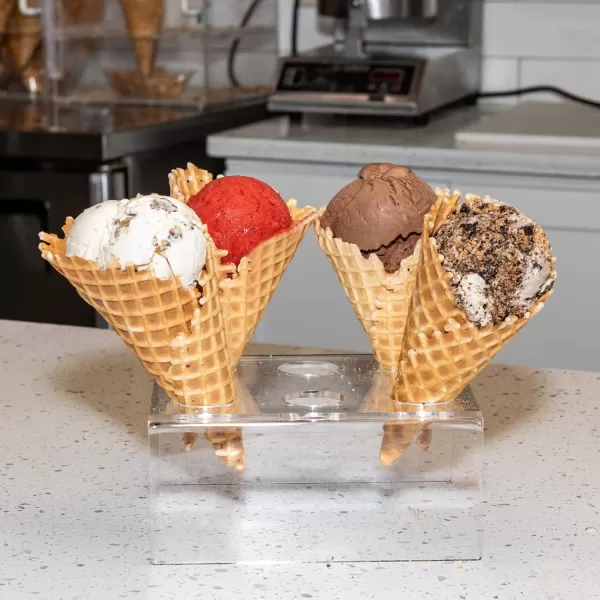 6 Cone Ice Cream Cone Holder  Holds 6 Ice Cream Cones  Stylish Countertop Display  Waffle Cone Holder  Clear Acrylic Ice Cream Stand  by Billy Buckskin Home and Beauty Made in USA