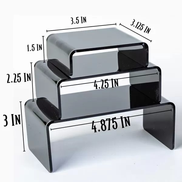 6 Piece White Acrylic Risers  Black Display Stand for Jewelry Food and Collectibles  Action Figurine Shelf Display  Black Tiered Display StandWhite