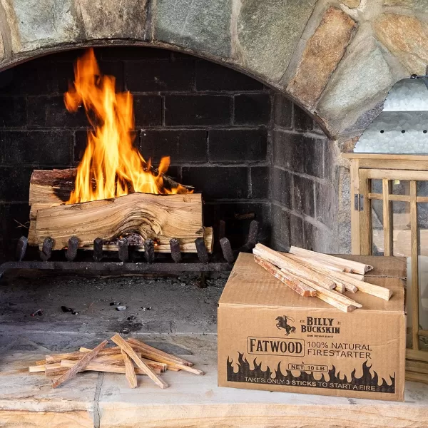Billy Buckskin 10 lbs Fatwood Fire Starter Sticks Camping Essentials  Great Fire Logs and Fire Starters for Campfires Wood Stoves Fireplaces Bonfires  Start a Fire with 2 Sticks  10 lb Box100 Pounds