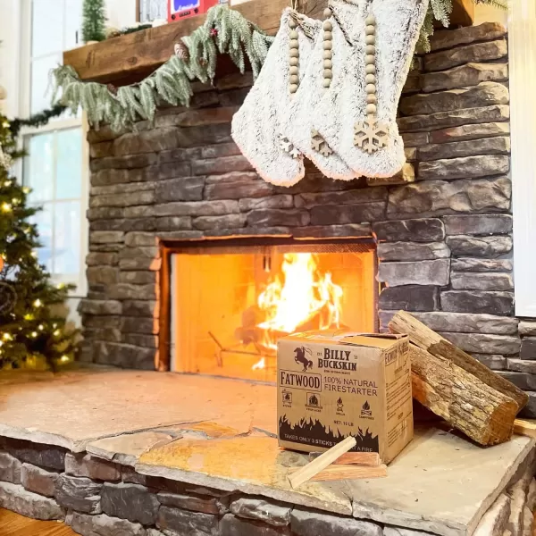 Billy Buckskin 10 lbs Fatwood Fire Starter Sticks Camping Essentials  Great Fire Logs and Fire Starters for Campfires Wood Stoves Fireplaces Bonfires  Start a Fire with 2 Sticks  10 lb Box100 Pounds