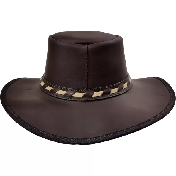 Billy Buckskin Basher Leather Hat  Top Grain Leather Construction  Wide Brim Large
