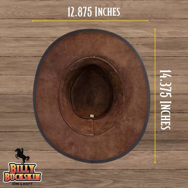 Billy Buckskin Basher Leather Hat  Top Grain Leather Construction  Wide Brim Large