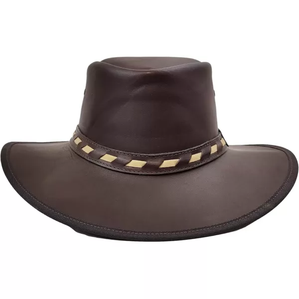 Billy Buckskin Basher Leather Hat  Top Grain Leather Construction  Wide Brim Medium