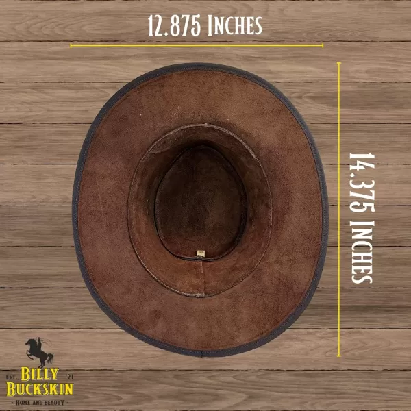 Billy Buckskin Basher Leather Hat  Top Grain Leather Construction  Wide Brim Medium