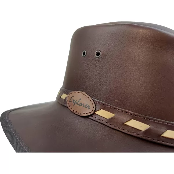 Billy Buckskin Basher Leather Hat  Top Grain Leather Construction  Wide Brim Medium
