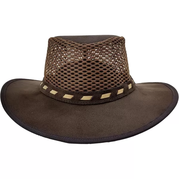 Billy Buckskin Breezy  Suede Leather Hat  Safari Hat with Mesh Sides Rich Brown