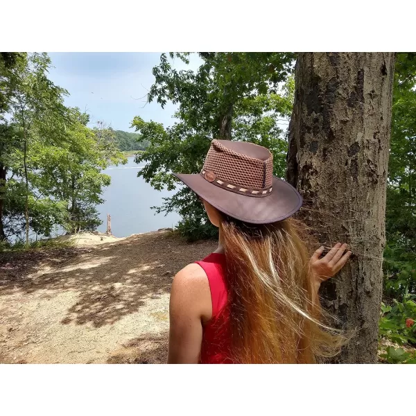 Billy Buckskin Breezy  Suede Leather Hat  Safari Hat with Mesh SidesBrown