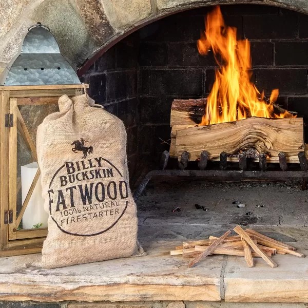 Billy Buckskin Co 8 lb Burlap Bag of Fatwood Fire Starter Sticks  Gift Set of Fatwood Comes in a Stylish Burlap Bag  Start a Fire with just 2 Sticks  8 Pound Bag80 Pounds