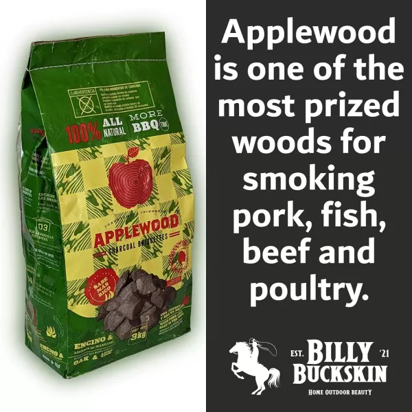 Billy Buckskin Co Oak ampamp Apple Charcoal Briquettes  Burns Hotter Longer ampamp Cleaner  100 Natural Oak ampamp Apple Wood  Prized Flavor Briquettes  Lights Easily  65Pound Bag13 lb