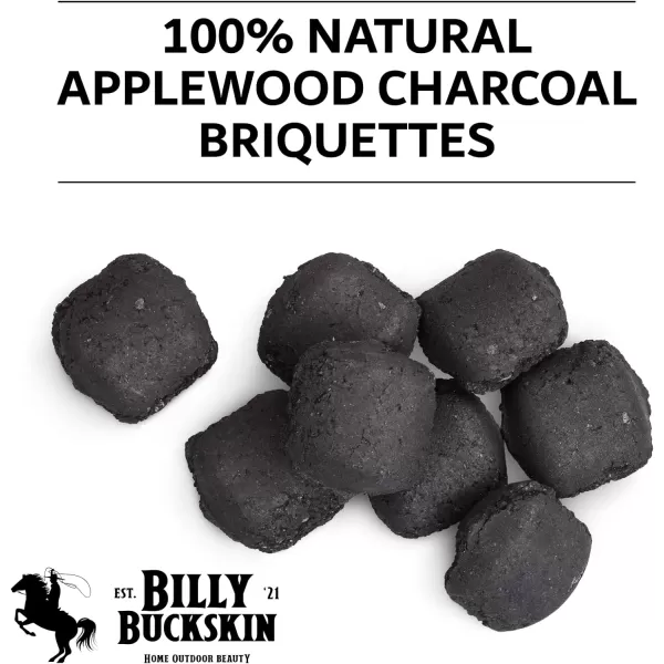 Billy Buckskin Co Oak ampamp Apple Charcoal Briquettes  Burns Hotter Longer ampamp Cleaner  100 Natural Oak ampamp Apple Wood  Prized Flavor Briquettes  Lights Easily  65Pound Bag13 lb