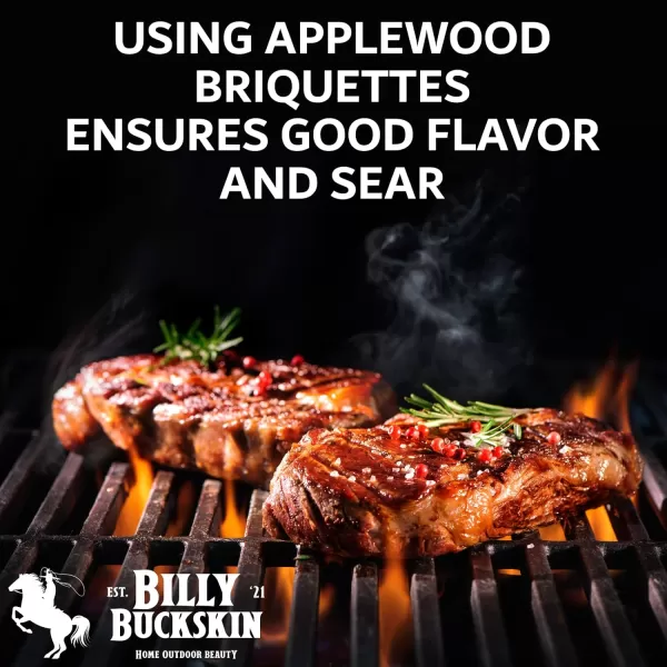 Billy Buckskin Co Oak ampamp Apple Charcoal Briquettes  Burns Hotter Longer ampamp Cleaner  100 Natural Oak ampamp Apple Wood  Prized Flavor Briquettes  Lights Easily  65Pound Bag13 lb