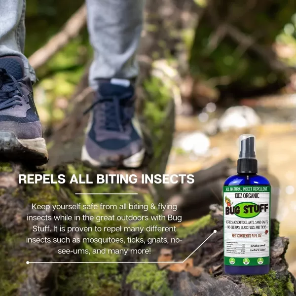 Bug Stuff All Natural Bug Spray  Keeps All Flying ampamp Biting Insects Away  Bug Spray for Children ampamp Pets  Made from 100 Organic Ingredients  4 FL OZ Spray Bottle